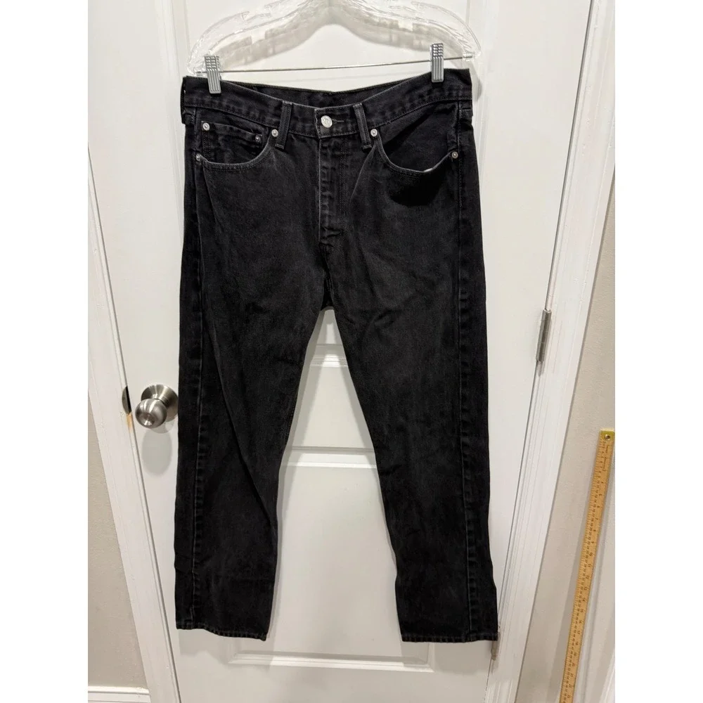 Levi's Mens 505 Regular Fit Straight Leg Black Jeans 34x34